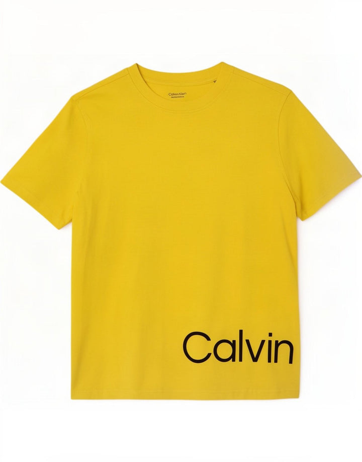 Maglietta grafica da uomo Calvin Klein Top piccola in cotone giallo