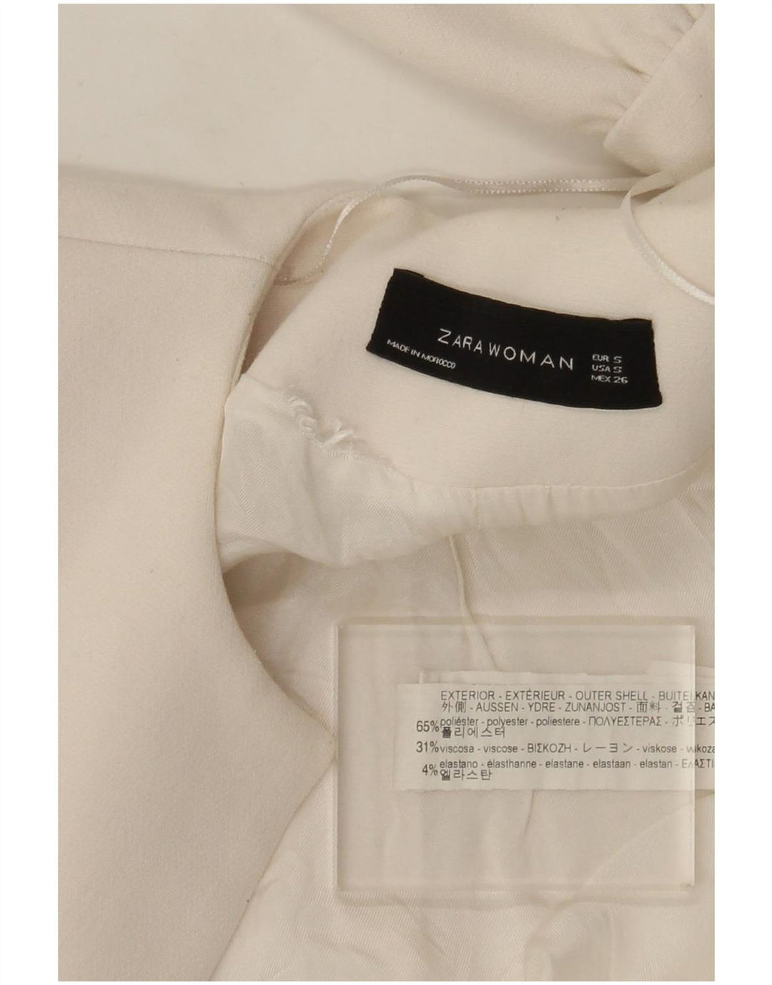 Giacca blazer aperta lunga da donna Zara UK 10 piccola poliestere bianco