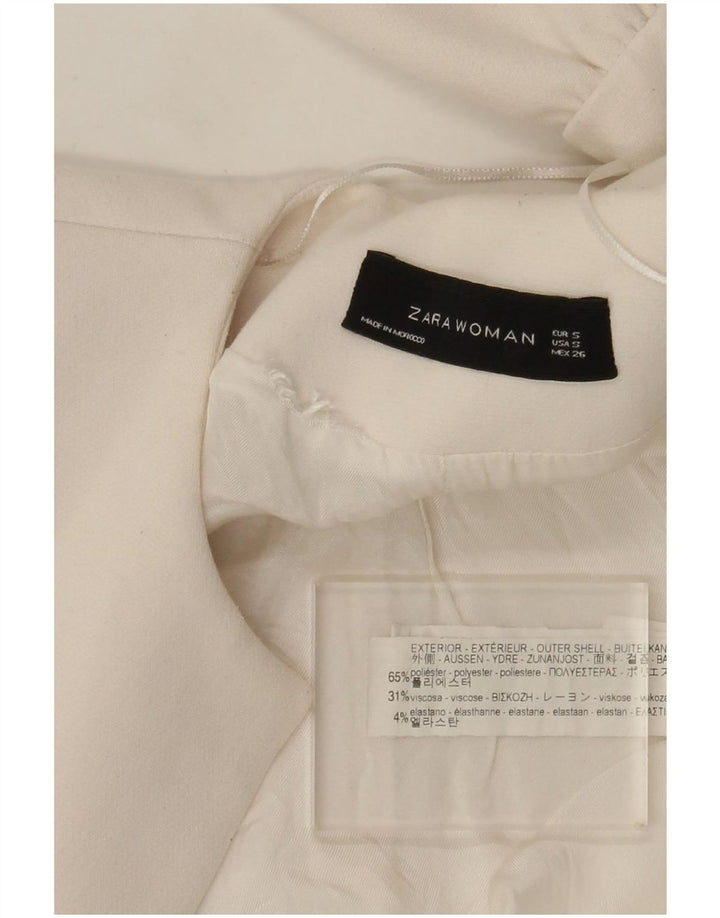Giacca blazer aperta lunga da donna Zara UK 10 piccola poliestere bianco