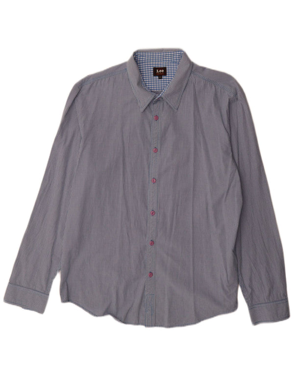 Camicia da uomo Lee 2XL in cotone a quadretti blu