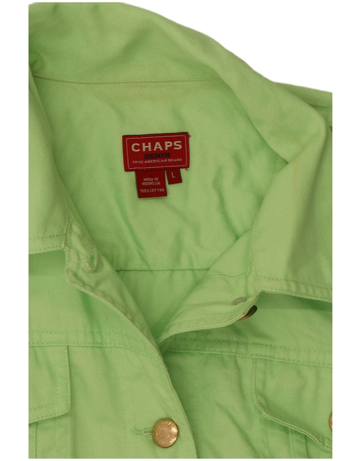 Chaps Giacca di jeans da donna con maniche a 3/4 UK 16 Large Verde Cotone