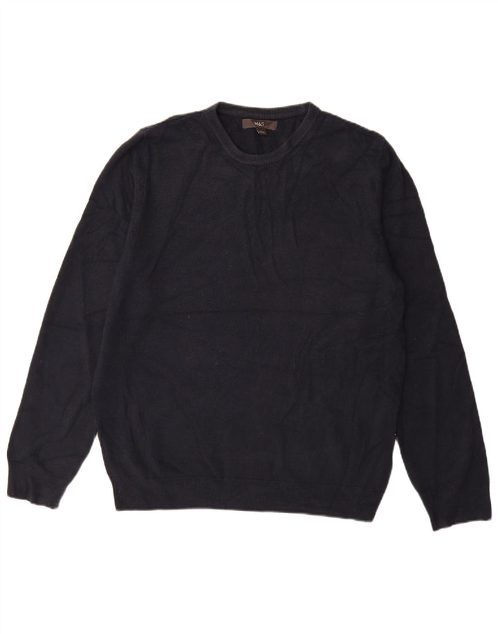 Maglione maglione girocollo da uomo Marks & Spencer grande acrilico blu navy