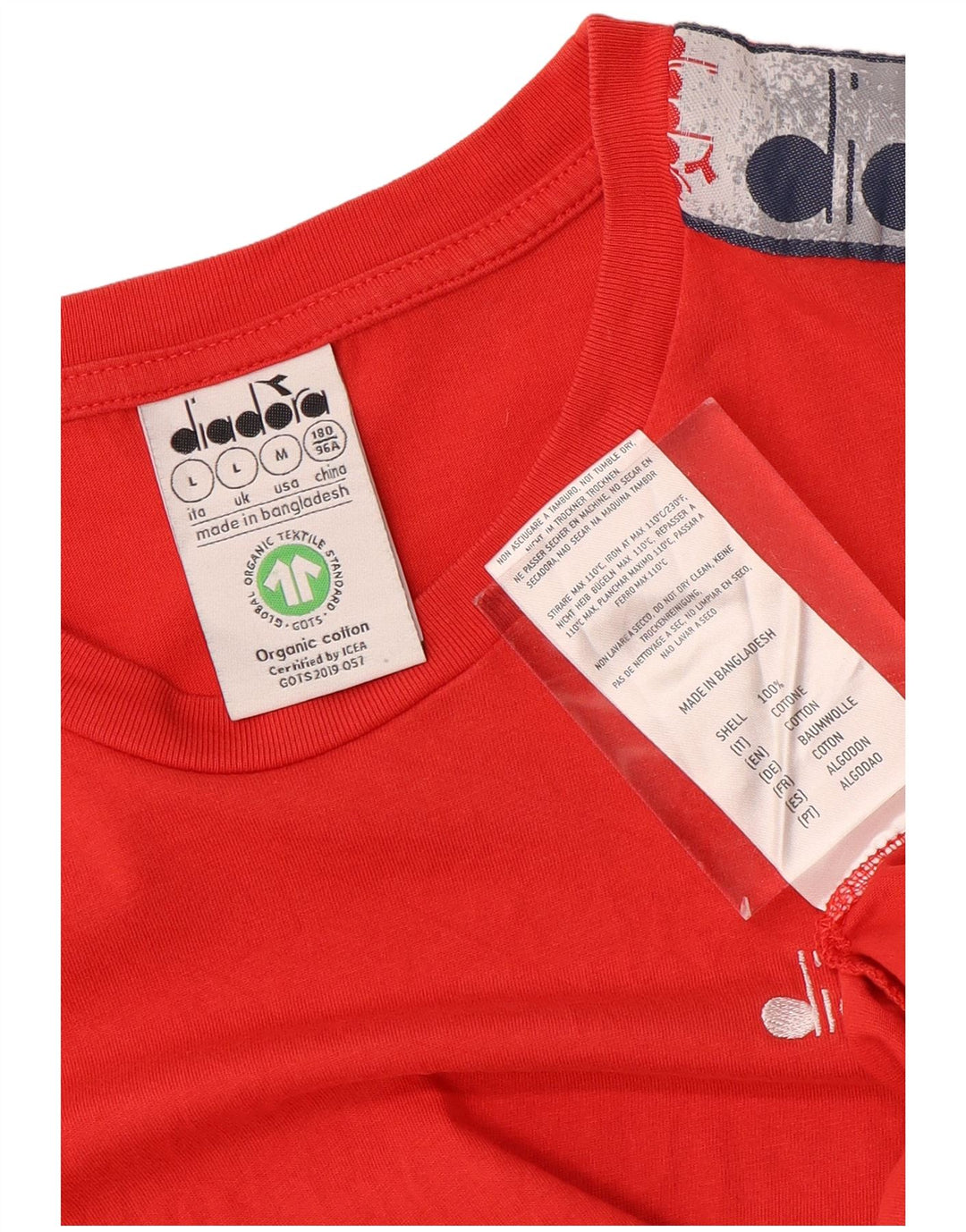 DIADORA T-shirt grafica da uomo Top Large in cotone color block rosso