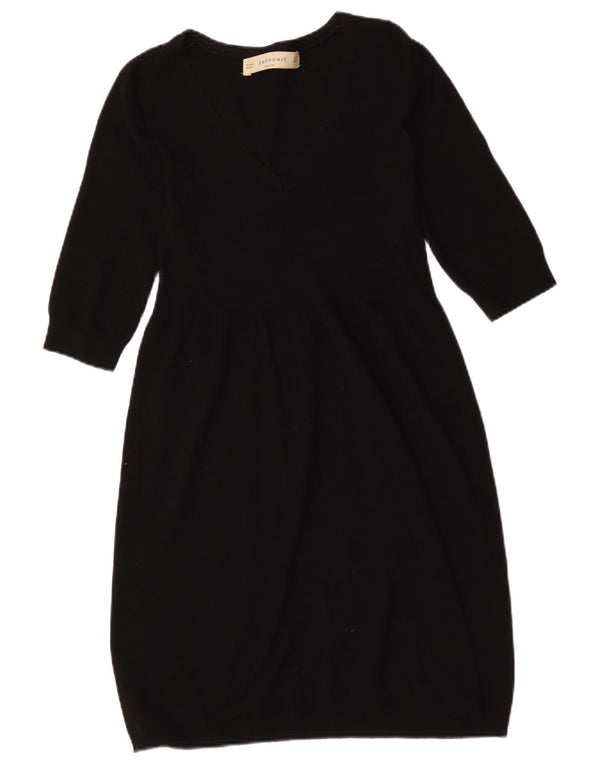 Abito maglione Zara da donna con maniche a 3/4 UK 12 viscosa nera media