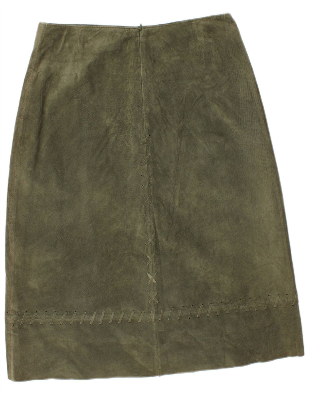 Gonna in pelle scamosciata da donna Rene' Derhy grande W30 in pelle kaki