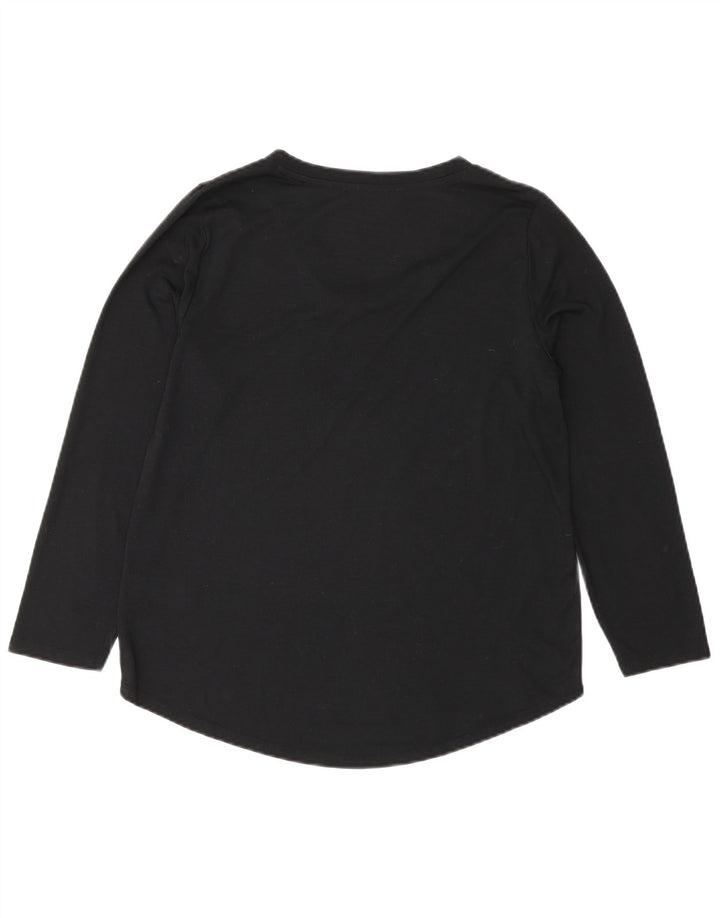Marks & Spencer Top da donna a maniche lunghe UK 10 Small Nero Poliestere