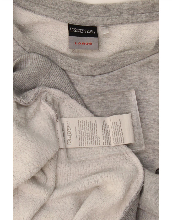 Felpa grafica da uomo KAPPA maglione grande in cotone grigio