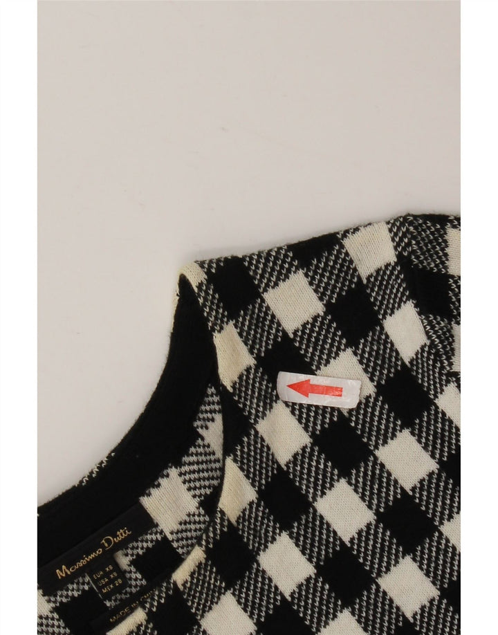 MASSIMO DUTTI Abito lungo da donna UK 4 XS Cotone a quadri nero
