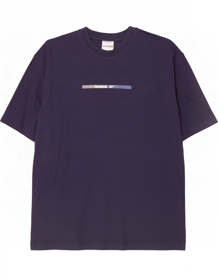 T-shirt grafica da uomo Reebok Top Large in cotone blu navy