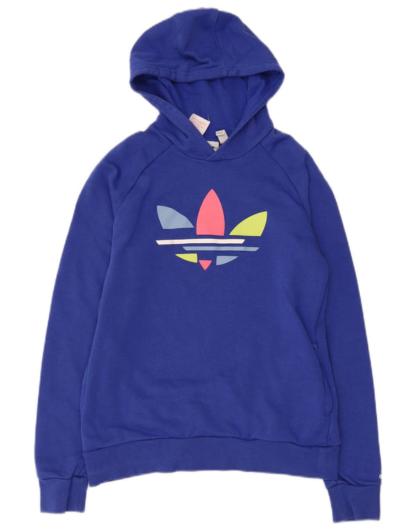 Felpa con cappuccio grafica Adidas per ragazze 13-14 anni in cotone blu