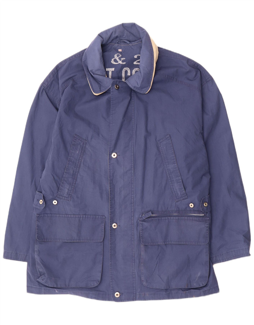 Giacca utilitaria vintage da uomo UK 42 XL poliestere blu navy