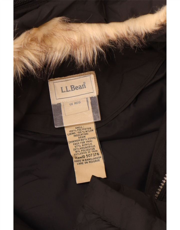L.L.BEAN Cappotto imbottito oversize con cappuccio da donna UK 18 XL Poliestere nero