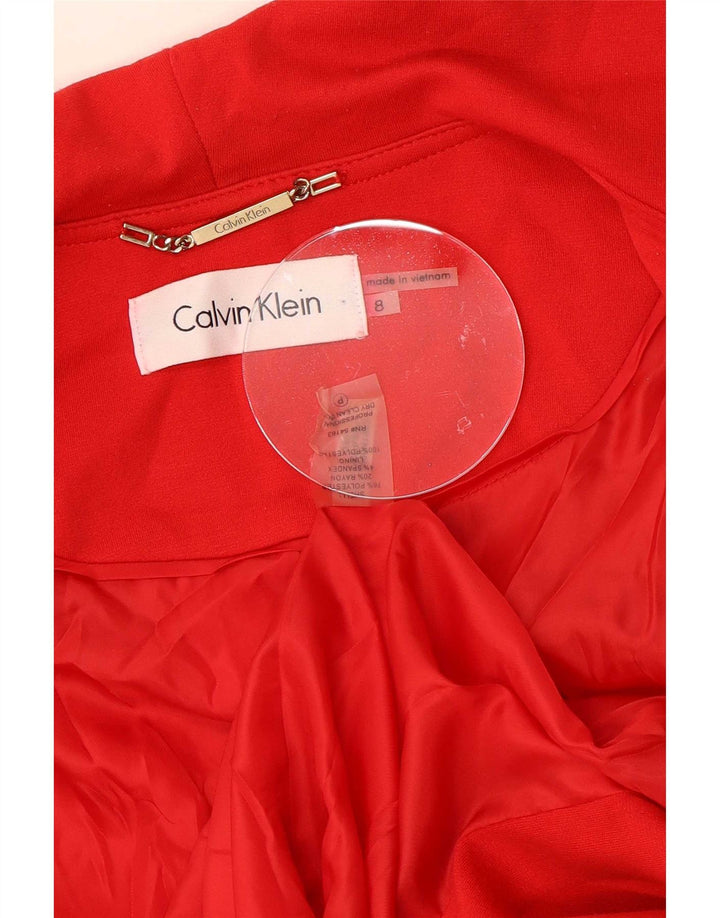 Giacca blazer aperta con maniche a 3/4 da donna Calvin Klein US 8 poliestere rosso medio