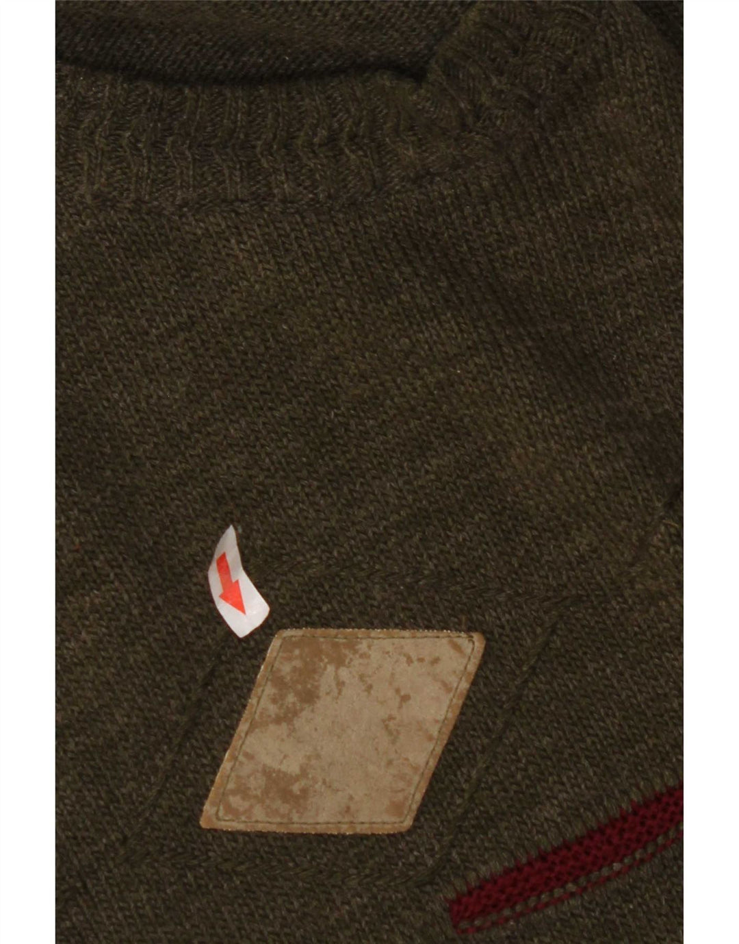 Maglione maglione girocollo da uomo vintage medio kaki a rombi/diamante