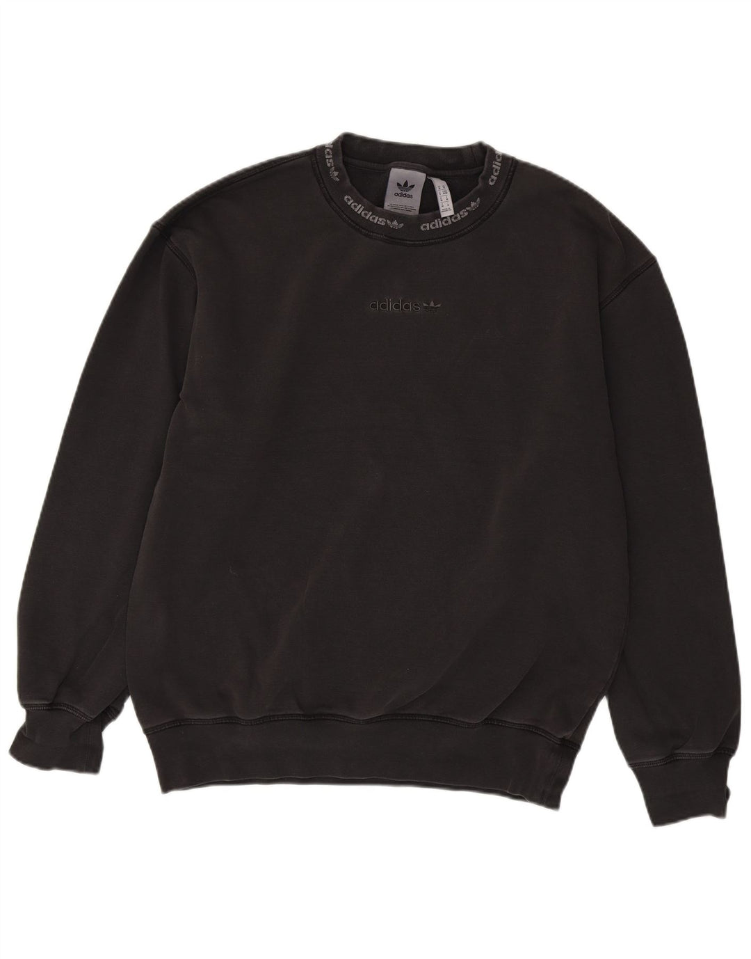 Felpa da uomo con vestibilità ampia grafica ADIDAS, maglione in cotone grigio medio