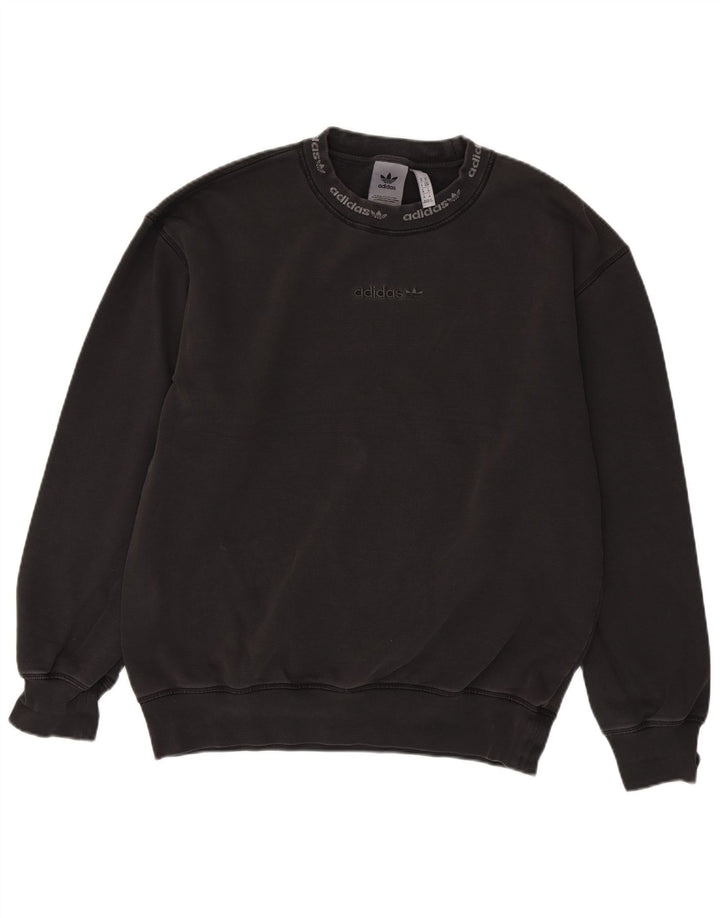Felpa da uomo con vestibilità ampia grafica ADIDAS, maglione in cotone grigio medio