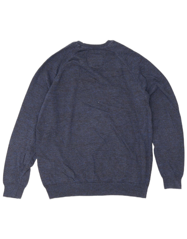Maglione maglione girocollo da uomo Superdry XL in cotone screziato blu navy