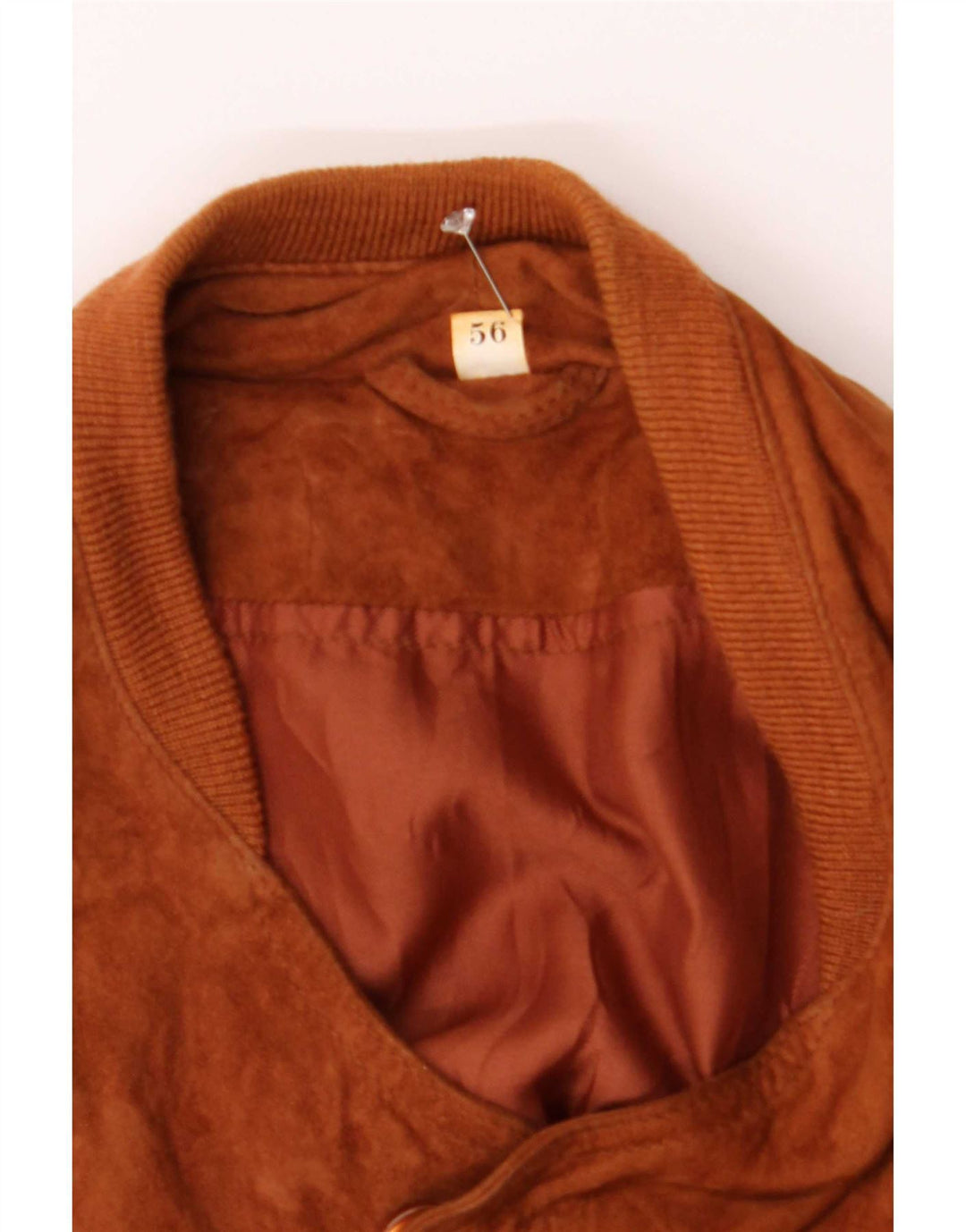 Giubbotto bomber vintage in pelle scamosciata da uomo IT 56 3XL in pelle marrone