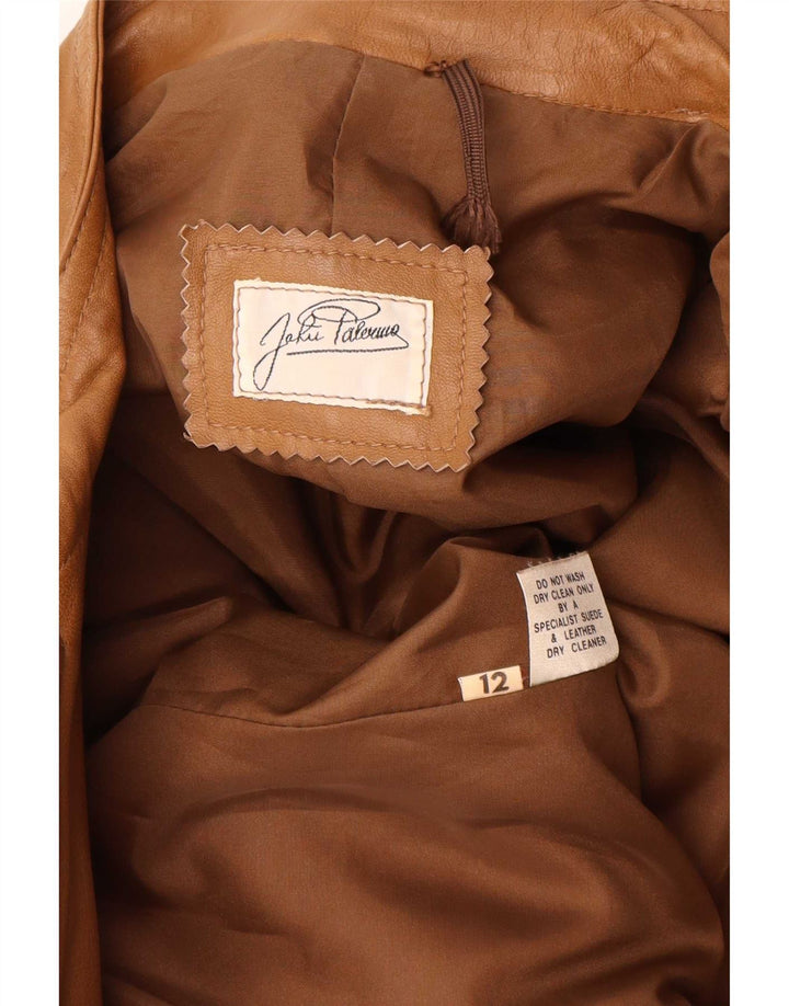 Giacca in pelle oversize da donna vintage UK 12 Beige medio