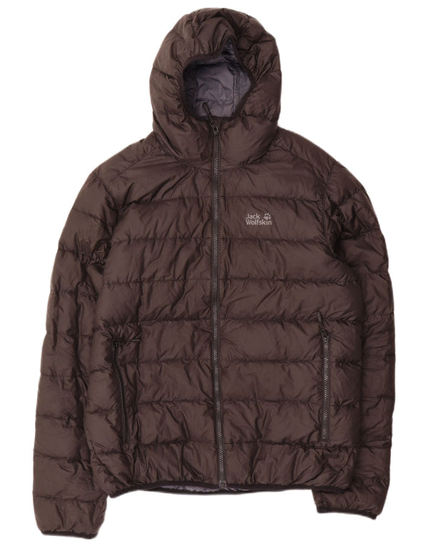 Jack Wolfskin Giacca imbottita con cappuccio da uomo UK 40/42 Large Marrone Poliestere
