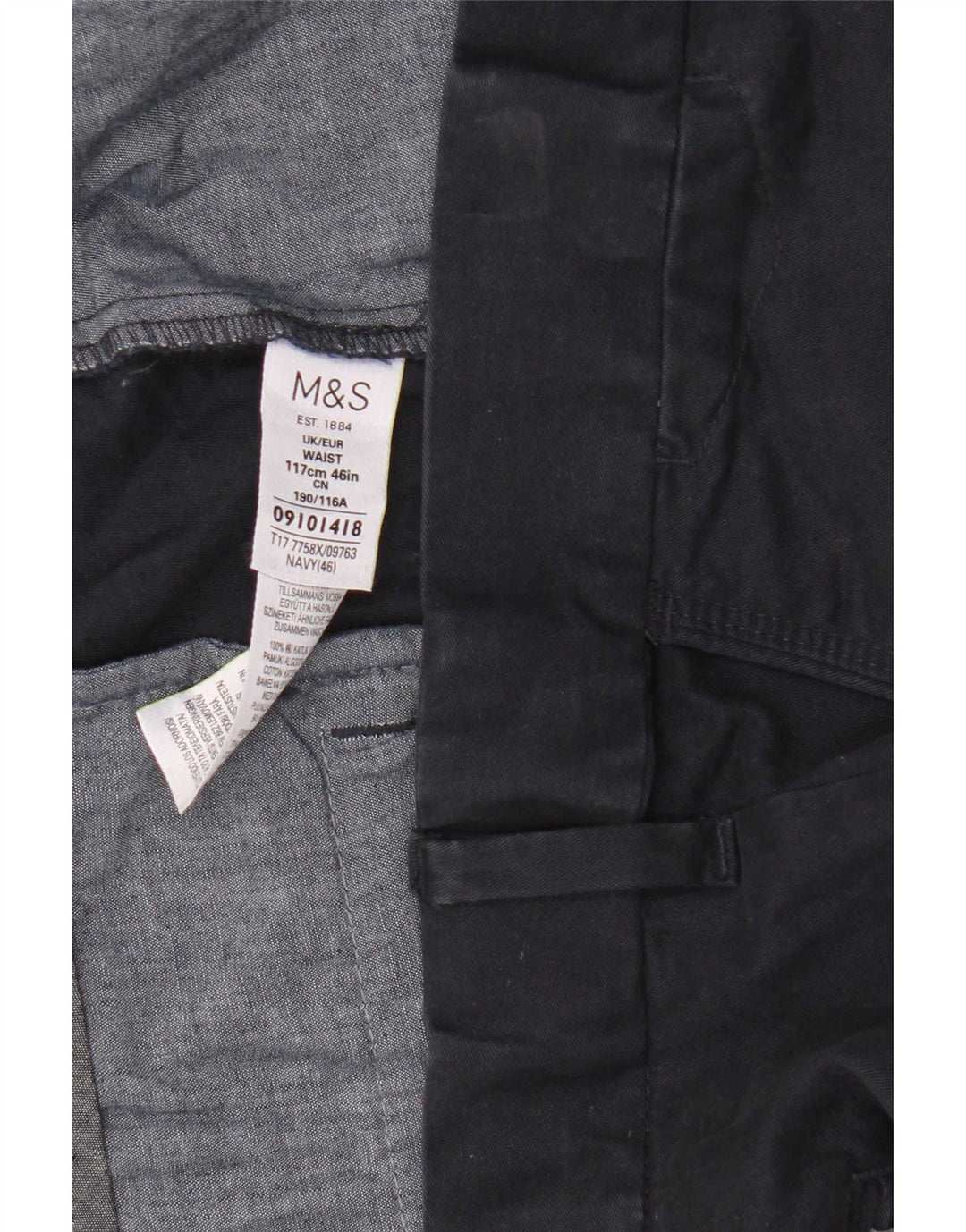 Pantaloncini chino da uomo Marks & Spencer W46 3XL cotone blu navy