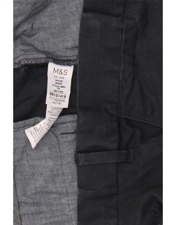 Pantaloncini chino da uomo Marks & Spencer W46 3XL cotone blu navy
