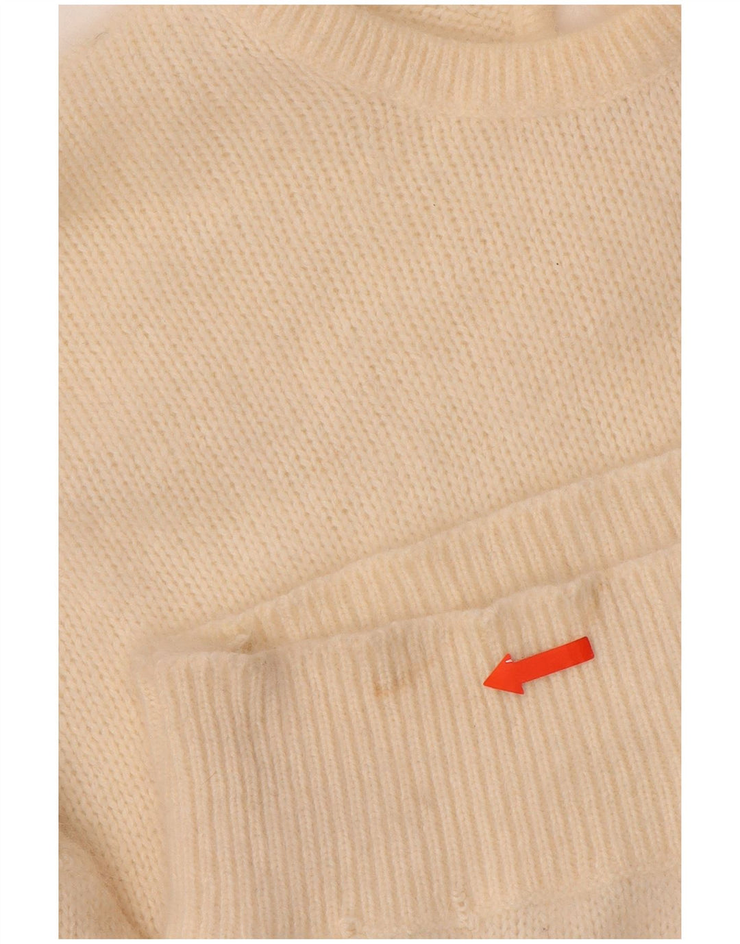 Maglione maglione girocollo da donna VINTAGE UK 14 medio bianco sporco