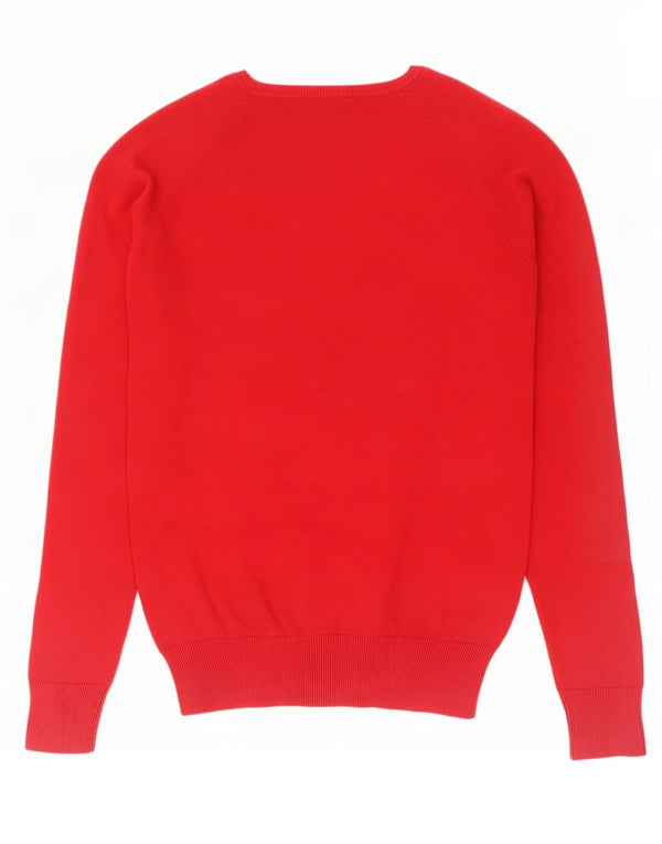 Maglione maglione con scollo a V da donna Zara UK 12 rosso medio