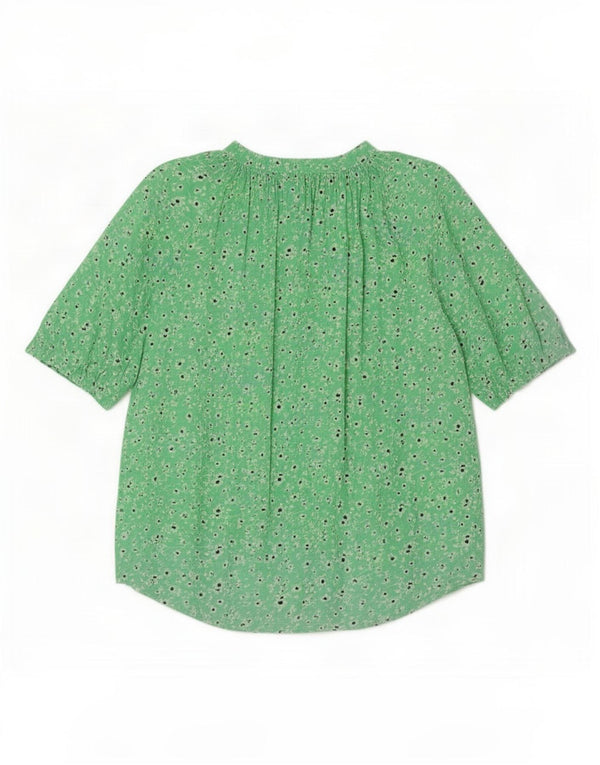 Phase Eight Womens Front Tie Blouse Top UK 14 Large Green Floral Viscose