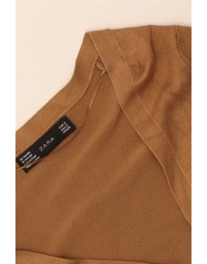 Maglione cardigan da donna Zara UK 10 piccolo Rayon beige