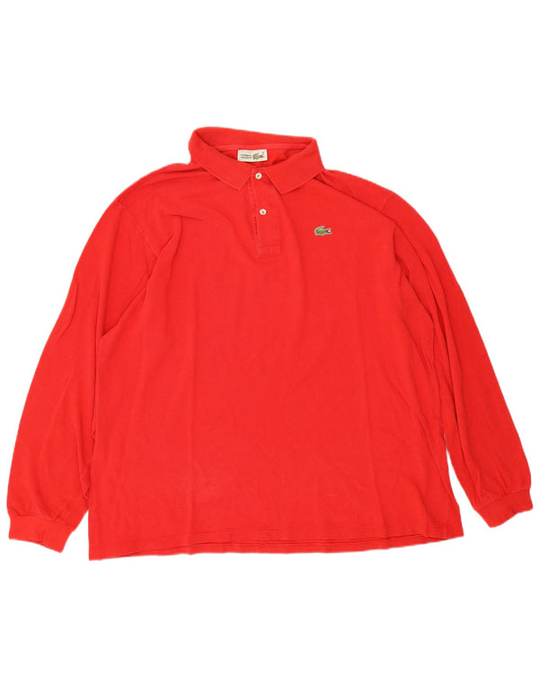 Polo da uomo a maniche lunghe Lacoste taglia 7 2XL cotone rosso