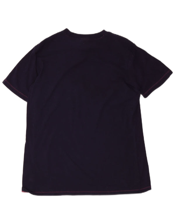 T-shirt grafica da donna Adidas Top UK 16 Large blu navy in cotone