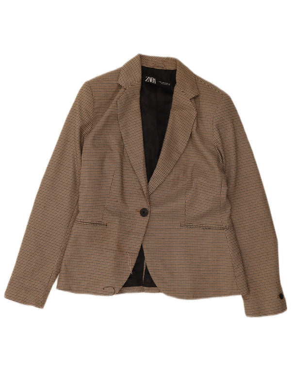 Giacca blazer a 1 bottone da donna Zara EU 38 piccolo pied de poule marrone