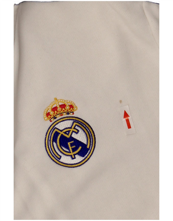 Felpa con cappuccio e zip Adidas Real Madrid da uomo in cotone bianco medio