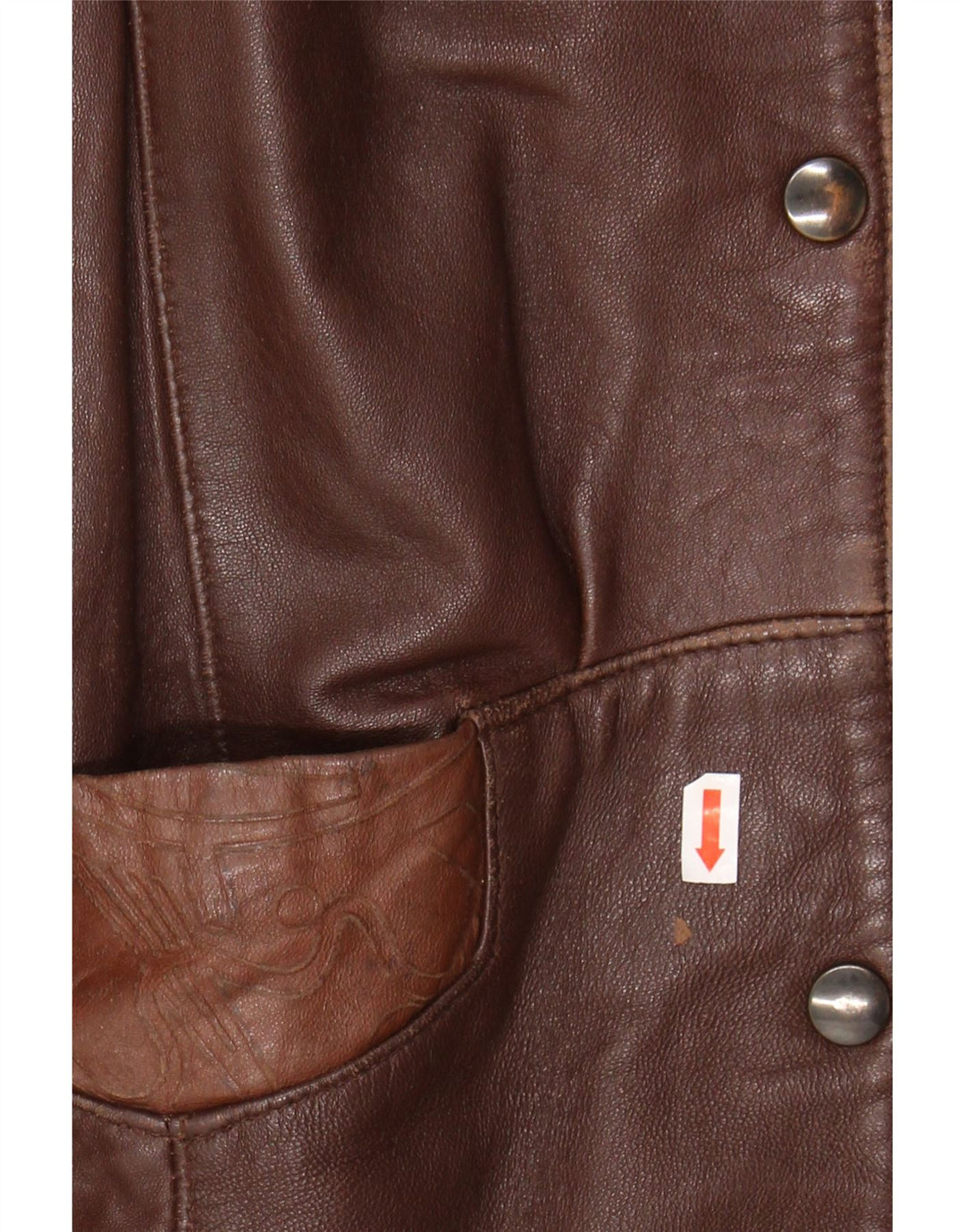VINTAGE Womens Leather Coat UK 10 Small Brown Colourblock