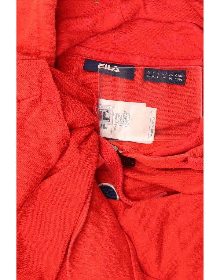 Maglione con cappuccio e zip grafica FILA Italia da uomo in cotone color block rosso medio