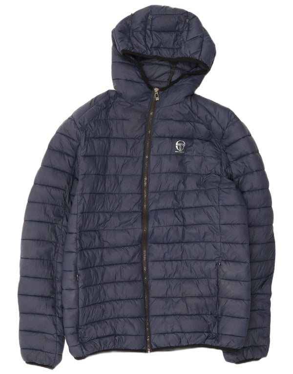 Giacca imbottita con cappuccio da uomo Sergio Tacchini UK 42 XL Blu Navy