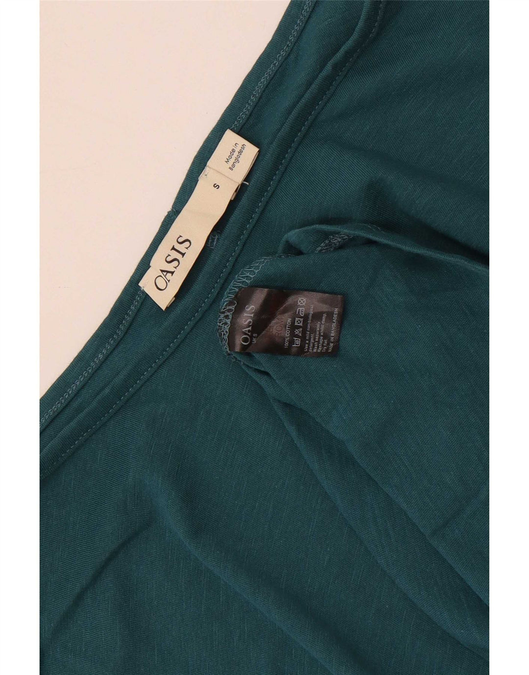 Top da donna Oasis manica 3/4 UK 10 piccolo cotone verde