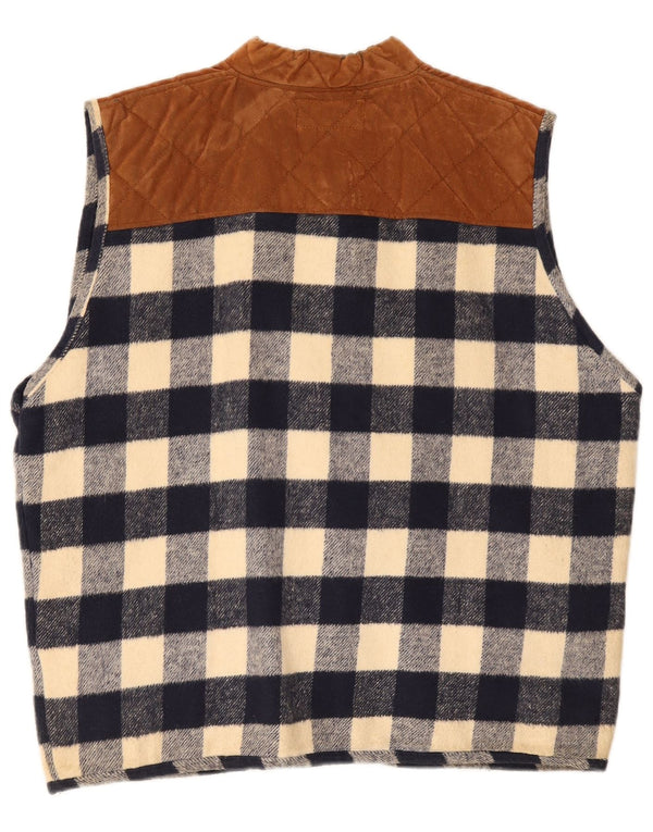 Borsone da uomo vintage UK 40 grande cotone a quadri blu navy