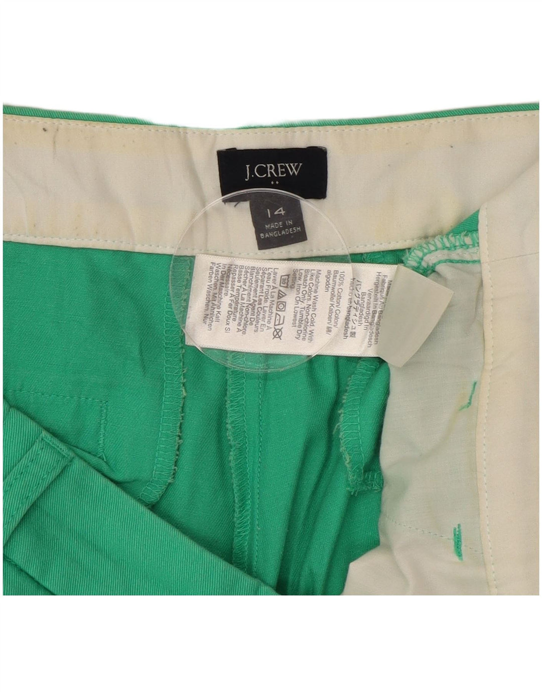 Pantaloncini chino da donna J. CREW US 14 XL W36 cotone verde