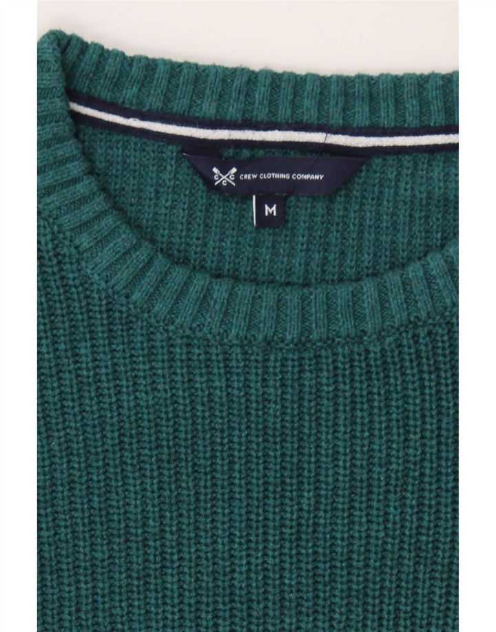CREW CLOTHING Mens Boat Neck Jumper Sweater Medium Green Cotton Vintage Crew Clothing and Second-Hand Crew Clothing from Messina Hembry 