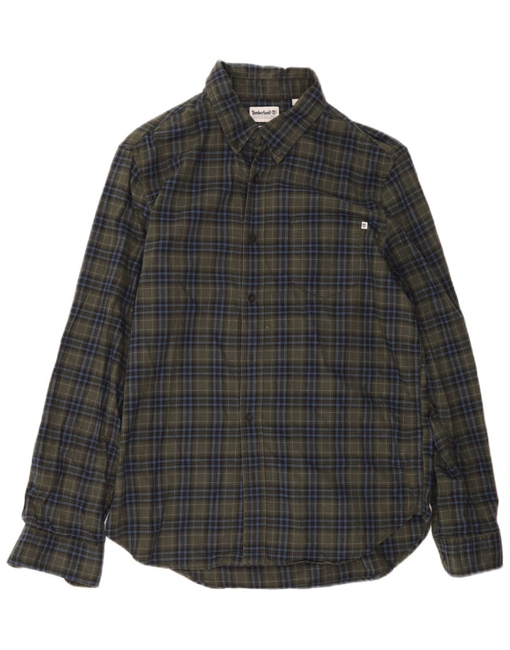 Timberland Camicia da uomo in flanella vestibilità regolare in cotone a quadri verde medio