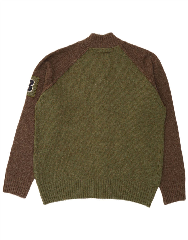 Maglione cardigan grafico da uomo Woolrich Lana color block verde grande