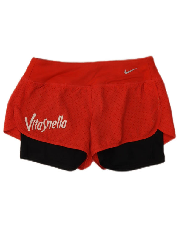 Pantaloncini sportivi Nike Dri Fit Graphic da donna UK 8 Small Red Colourblock