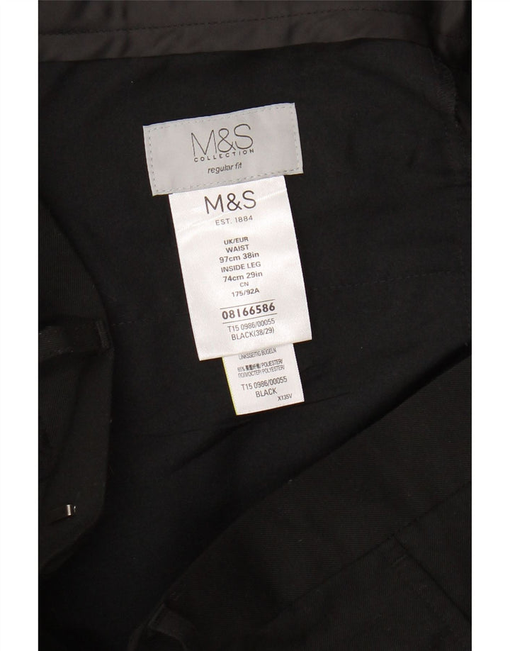 MARKS & SPENCER Womens Regular Fit Suit Trousers W38 L29 Black Polyester Vintage Marks & Spencer and Second-Hand Marks & Spencer from Messina Hembry 