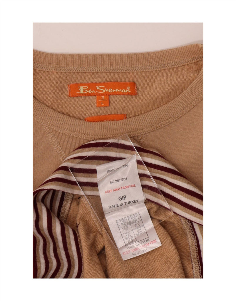 BEN SHERMAN Womens Sweatshirt Jumper UK 16 Large Beige Cotton Vintage Ben Sherman and Second-Hand Ben Sherman from Messina Hembry 