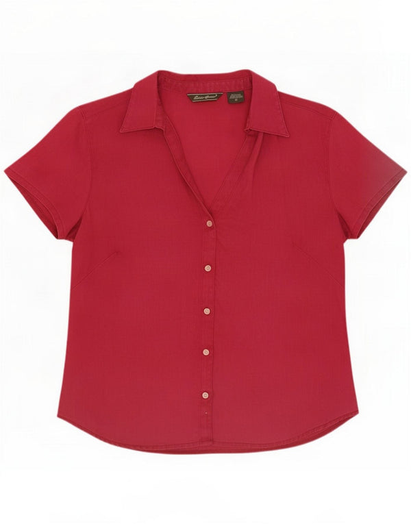 Eddie Bauer Camicia a maniche corte da donna UK 14 Lino rosa medio