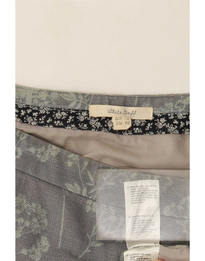 Gonna longuette da donna White Stuff UK 12 Media W32 Lino floreale grigio