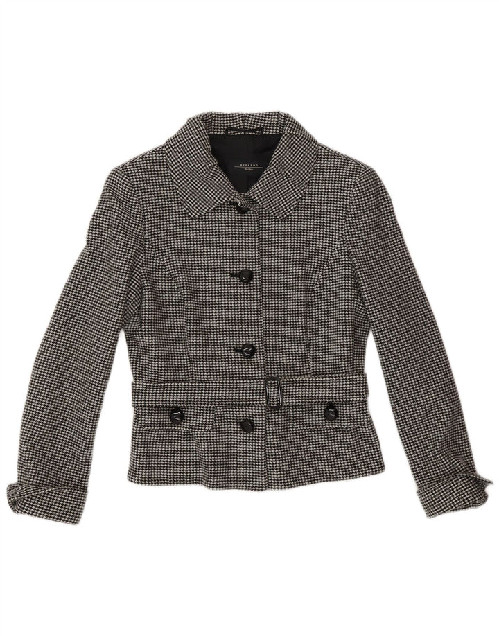 MAX MARA set gonna da donna in 2 pezzi a 4 bottoni UK 10 piccolo W28 grigio classico