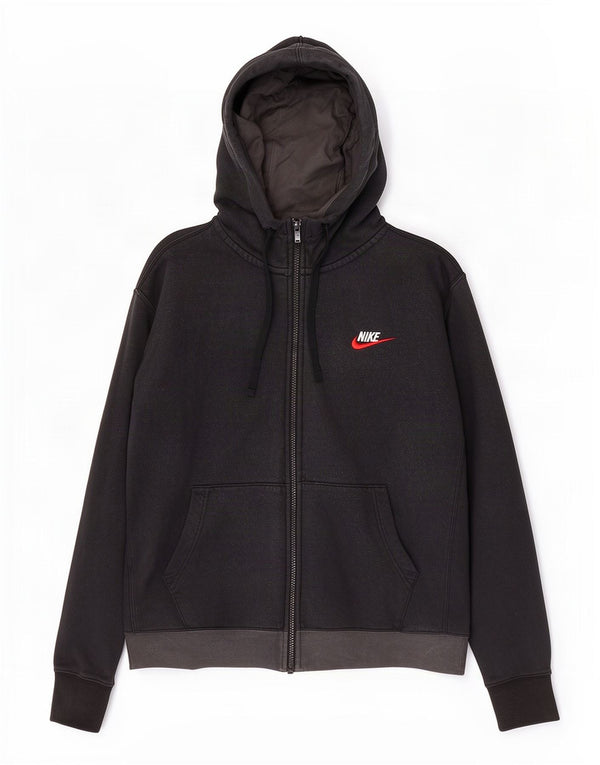 Felpa con cappuccio e zip Nike da uomo in cotone color block medio nero